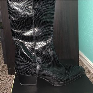 ZARA ANIMAL PRINT HEELED LEATHER COWBOY BOOTS